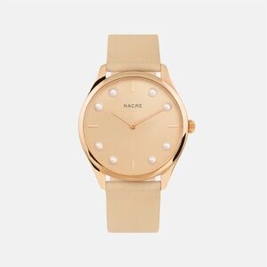 Nacre Lune 8 in Rose Gold Pearl Watch with Cream Strap